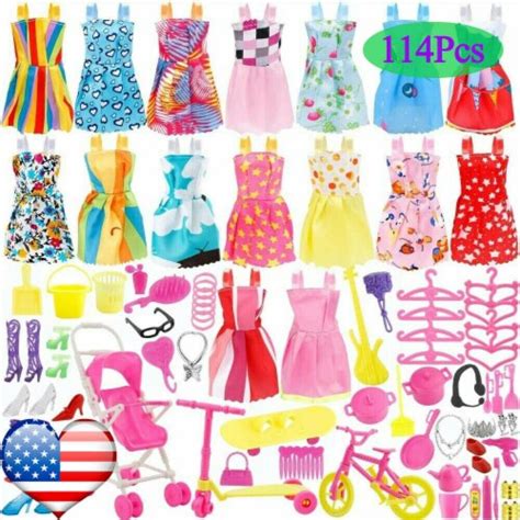 114Pcs Doll Clothes Set 11.5in Party Handmade Gown Outfit Doll House ...