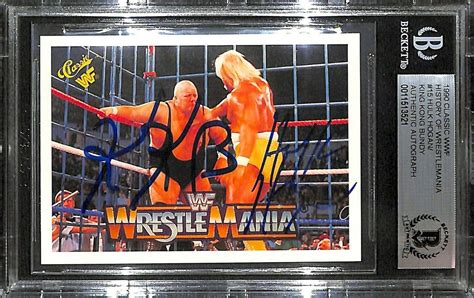 Hulk Hogan King Kong Bundy Signed 1990 Classic Wwf Wrestlemania Card