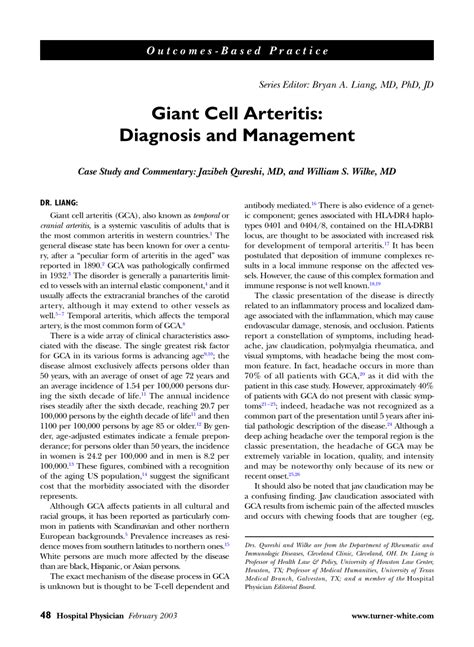 (PDF) Giant cell arteritis: Diagnosis and therapeutic management