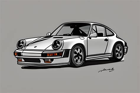 Small 1985 Porsche 911 Sketch Outline Drifting with a White · Creative Fabrica