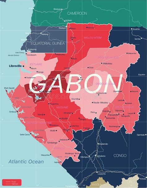 Mapa Editable Detallado Del País De Gabón Ilustración Del Vector