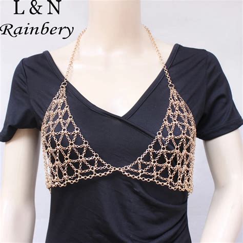 Rainbery Sexy Bikini Tops Harness Bra Body Chest Chain Bell Tassel