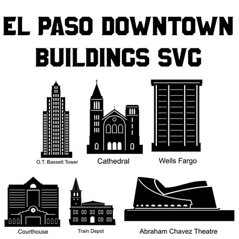 El Paso Skyline Editable, El Paso SVG Buildings, El Paso City Vector ...