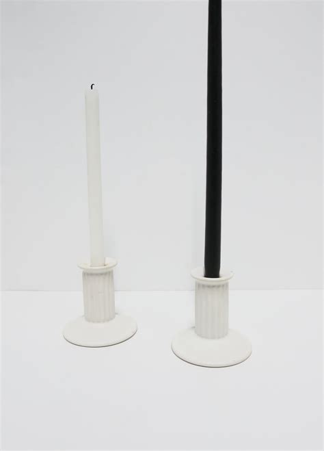 Neoclassical White Column Candlestick Holders Pair For Sale At 1stDibs