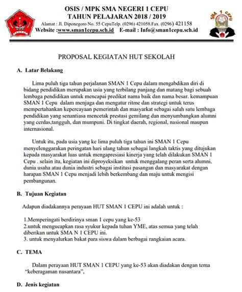 Contoh Proposal Kegiatan Sekolah Lengkap Pdf Dan Docx Dilectae