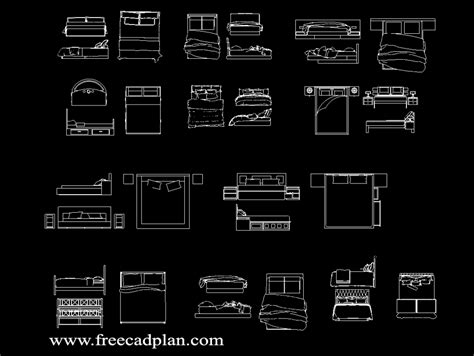 Double Bed Dwg Cad Block In Autocad Download Free Cad Plan