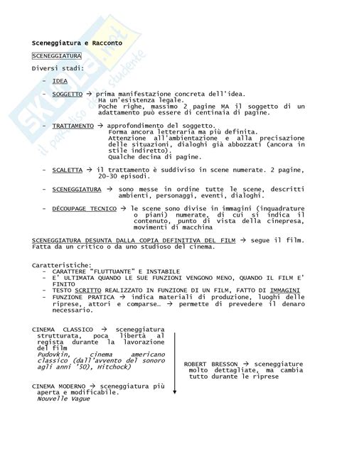 Riassunto Esame Tecniche E Linguaggi Del Cinema E Dell Audiovisivo
