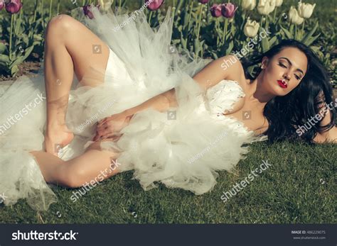 Sensual Bride Brunette Woman Sexy Fashion Stock Photo 486229075