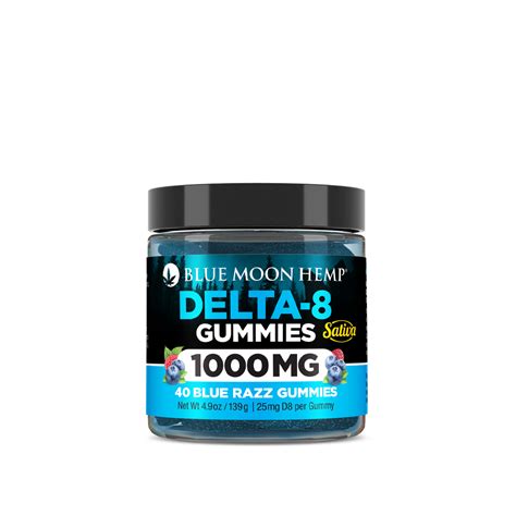 Delta 8 Blue Razz Gummies 1000mg Blue Moon Hemp