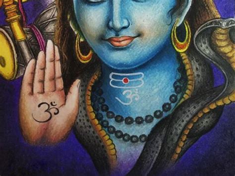 Blessing Shiva Oil Pastel Color Painting By Sanju Basu Exotic India Art