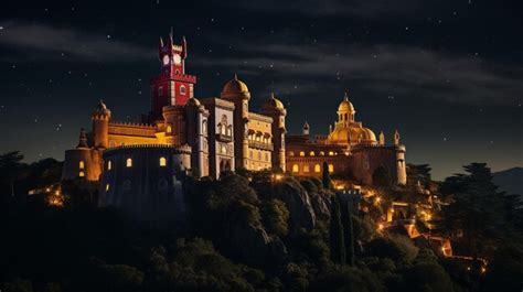 Premium AI Image | Night view of Pena Palace