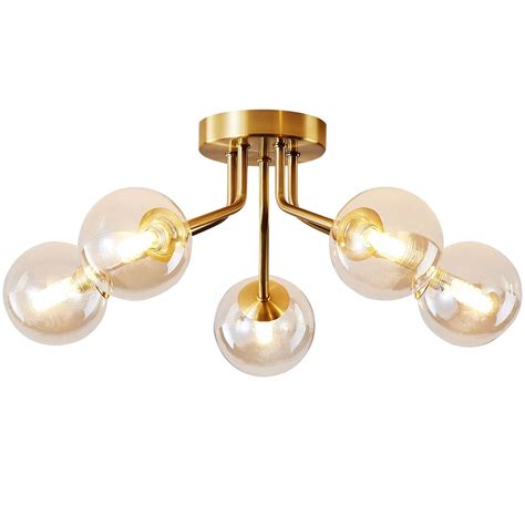 Oukaning 5 Lights Modern Ceiling Light Fixture Flush Mount Ceiling ...