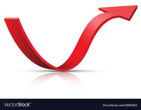 Red Arrow 3d Curve Direction White Royalty Free Vector Image