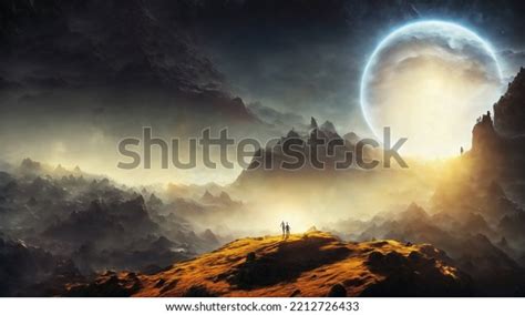 Fantasy World Landscape On Extrasolar Alien Stock Illustration