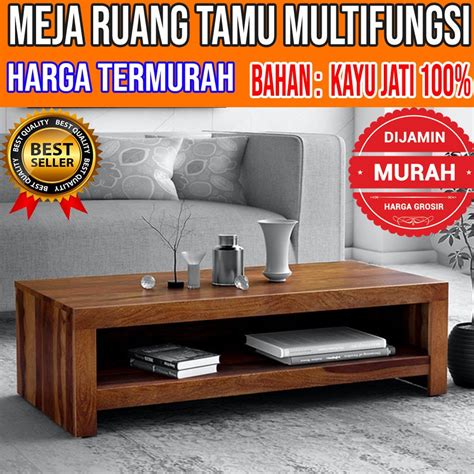 Jual Meja Ruang Tamu Coffee Table Multifungsi Kayu Jati Harga Murah