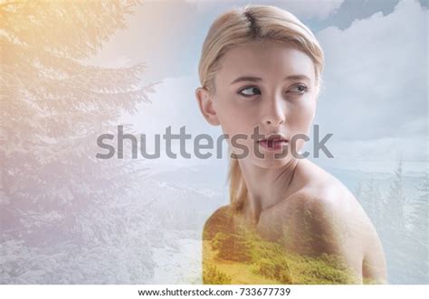 Naked Girl Against Splendid Nature Background Stock Fotografie