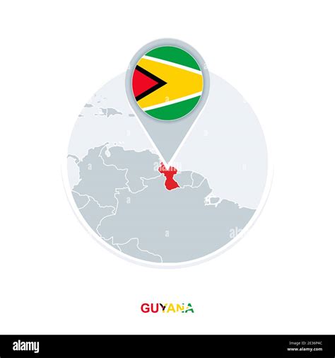 Mapa Y Bandera De Guyana Icono De Mapa Vectorial Con Guyana Resaltada