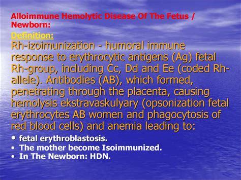 Haemolytic Disease Of The Fetus And Newborn Rh Isoimmunization