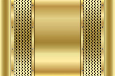 Metallic Gold Panels With Screws On Perforated Texture Vector