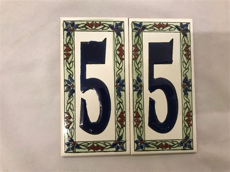 Lucky Ceramic Tiles House Numbers Hand Painted Tiles Etsy