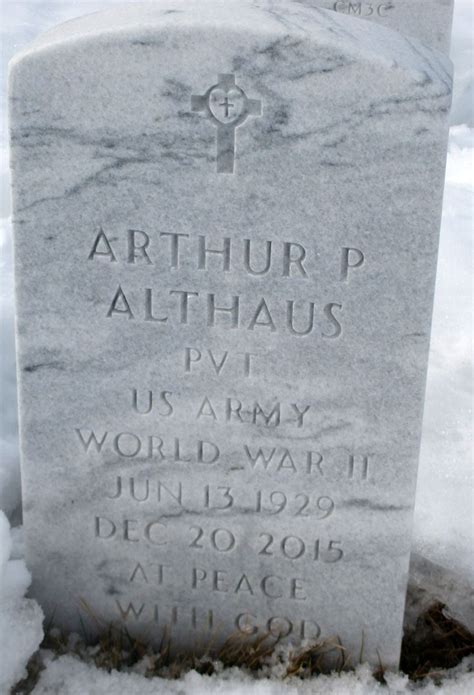 PVT Arthur Phillip Art Althaus 1929 2015 Find A Grave Memorial