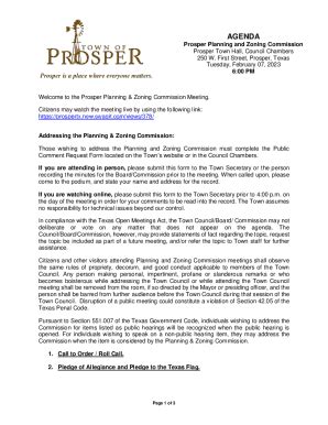 Fillable Online Prosper Planning And Zoning Commission Fax Email Print