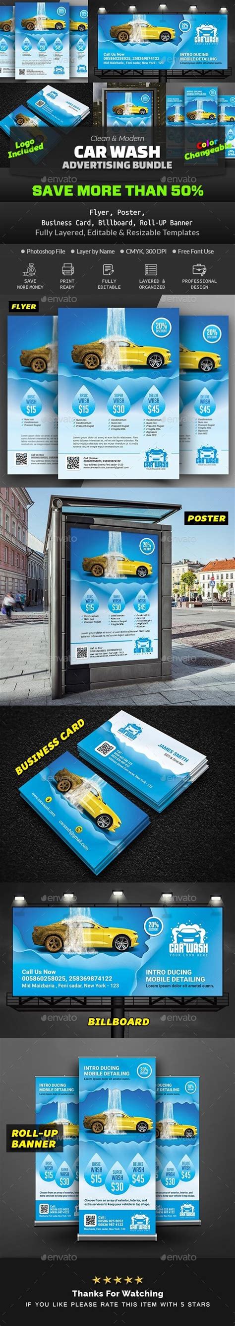 Car Wash Advertising Bundle Vol1 Print Templates Graphicriver