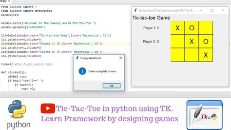 Tic Tac Toe In Python Using Tkinter Game Development Python Youtube