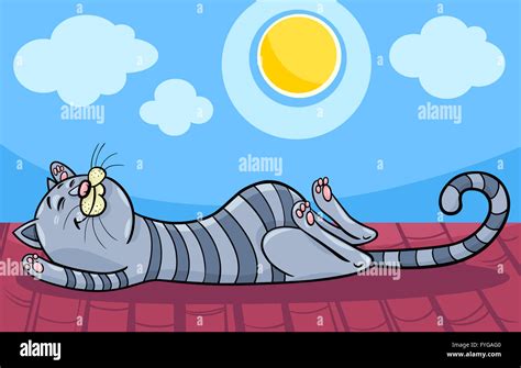 sleeping cat cartoon illustration Stock Photo - Alamy