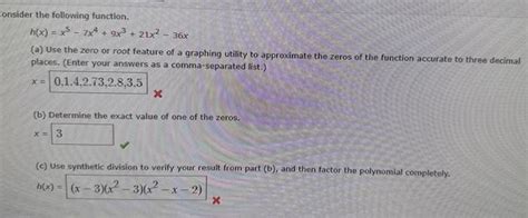 Solved Consider The Following Function [ H X X {5} 7