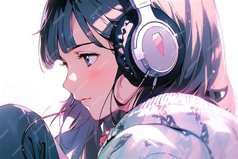 Premium Photo Beautiful Anime Girl Listening To Lofi Hip Hop Music