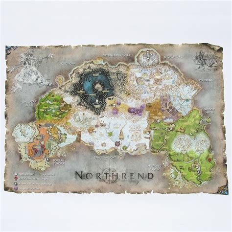 Northrend Map World of Warcraft Map Cotton Canvas Digital