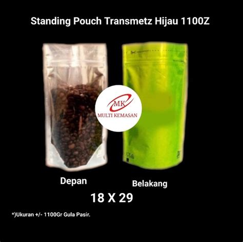 Jual Standing Pouch Kombinasi Transmet Hijau 1100 Zipper Kemasan