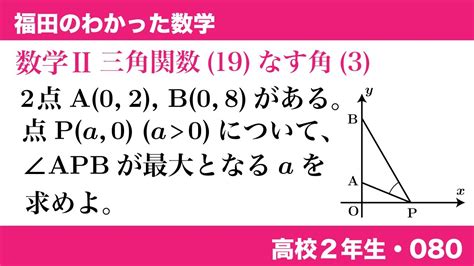 福田のわかった数学〜高校2年生080〜三角関数 19 2直線のなす角 3 Youtube