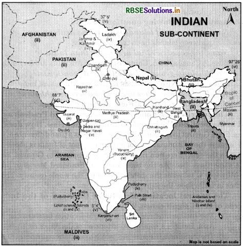 Rbse Solutions For Class 9 Social Science Geography Chapter 1 India Size And Location