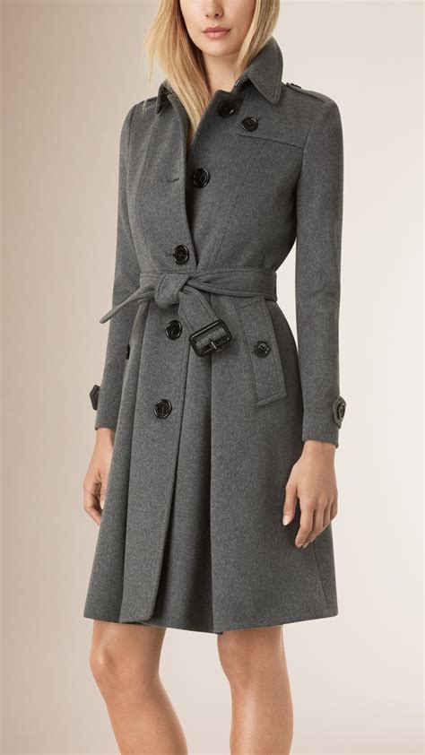 Burberry Skirted Wool Cashmere Coat In Gray Lyst