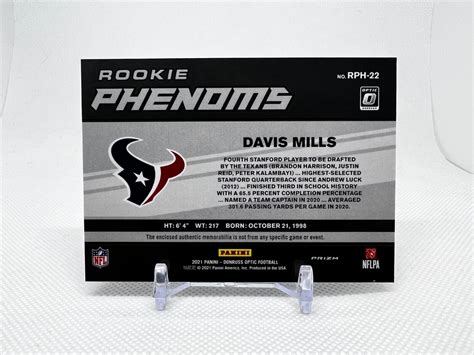 Donruss Optic Davis Mills Rph Rookie Phenoms Blue Hyper Mem