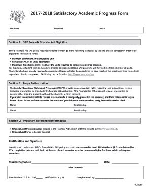 Fillable Online Satisfactory Academic Progress Form Fax Email