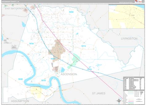 Ascension County La Wall Map Premium Style By Marketmaps Mapsales