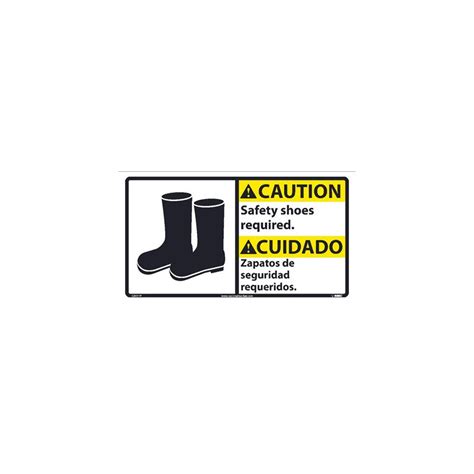 Nmc Cba Caution Safety Shoes Required Sign Bilingual X