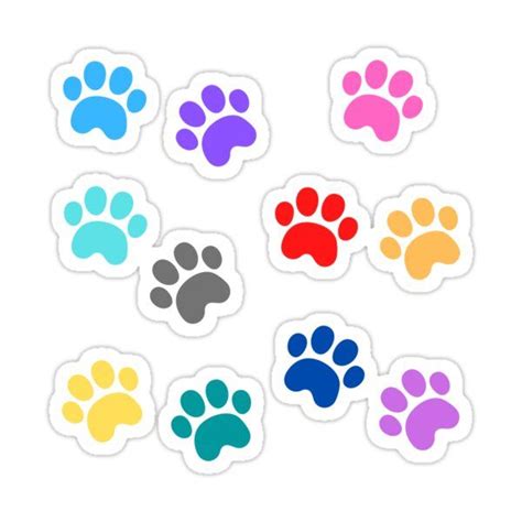 Colourful Paw Prints Sticker For Sale By Tinycrafty Paw Patrol Cupcakes Paw Patrol Cupcake