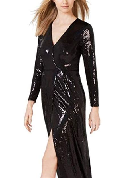 Buy Calvin Klein Womens Long Sleeve Sequin Gown With Cross Front V