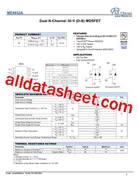 Me A Datasheet Pdf Vbsemi Electronics Co Ltd