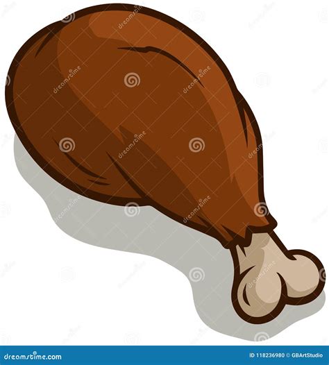 Cartoon Big Fried Chicken Leg Stock Vector Illustration Of Food