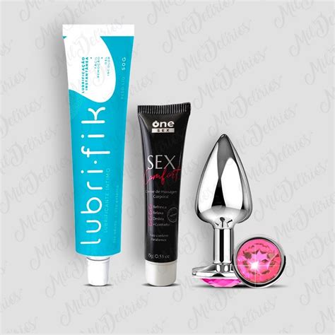 Kit Plug Anal Tam M Médio Lubrificante Íntimo Lubrifik 50g Gel Dessensibilizante Anal Sex