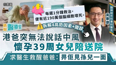 晴報醫療室｜港爸突口齒不清中風 懷孕39周女兒陪送院 求醫生救醒爸爸：畀佢見孫兒一面 晴報 健康 腦神經及精神健康 D231029