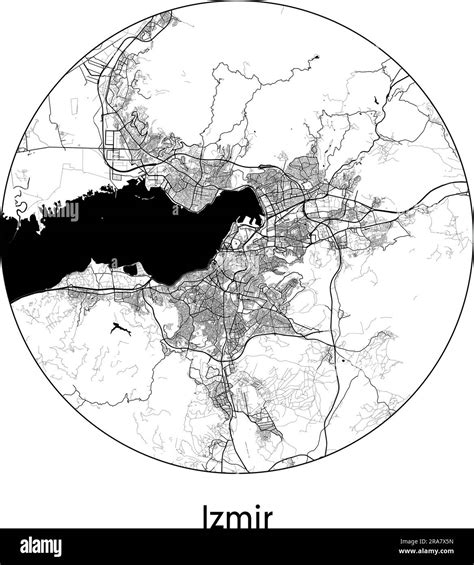 City Map Izmir Turkey Asia Vector Illustration Black White Stock Vector