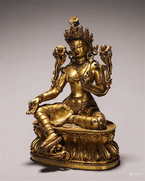 Bidlive A Gilding Copper Manjusri Buddha Statue