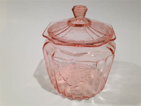 Reproduction Pink Depression Glass Cookie Jar By Aprilsluxuries