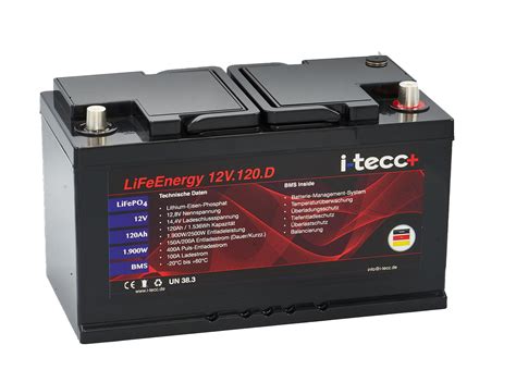 LiFePO4 Batterie 12V 120Ah Inkl BMS I Tecc LiFeEnergy